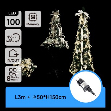 Aigostar - LED spoljni božićni bor 100xLED 1,5m IP44 bela/zlatna hladna bela