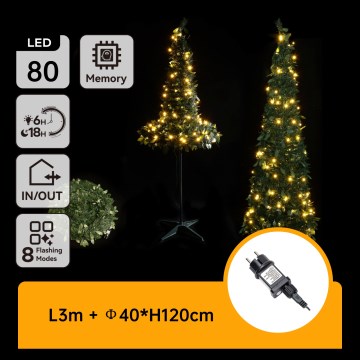 Aigostar - LED spoljni božićni bor 80xLED 1,2m IP44 zelena topla bela