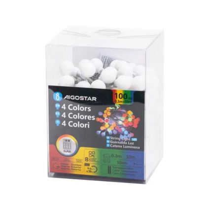 Aigostar - LED Spoljašnji božićni lanac 100xLED/3xAA/8 funkcija 10,3 m IP44 višebojan