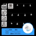 Aigostar - LED spoljni božićni lanac 100xLED/8 funkcija 3xAA 10 m IP44 hladno-bela