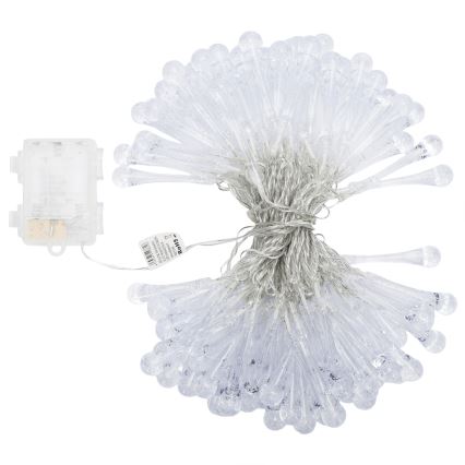 Aigostar - LED spoljašnji božićni lanac 100xLED/8 funkcija 3xAA 10 m IP44 topla bela kapljice