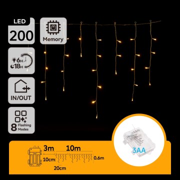 Aigostar - LED spoljni božićni lanac 200xLED/8 funkcija 13x0,6m IP44 topla bela