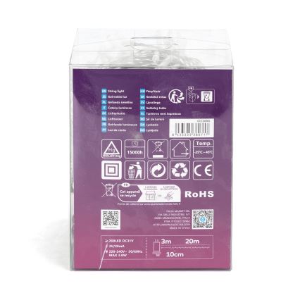 Aigostar - LED spoljni božićni lanac 200xLED/8 funkcija 23m IP44 hladna bela