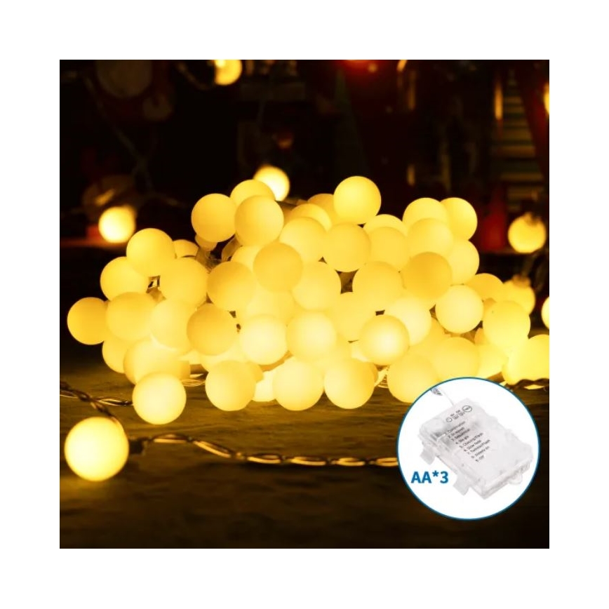 Aigostar - LED spoljni božićni lanac 50xLED/3xAA/8 funkcija 5,3 m IP44 topla bela
