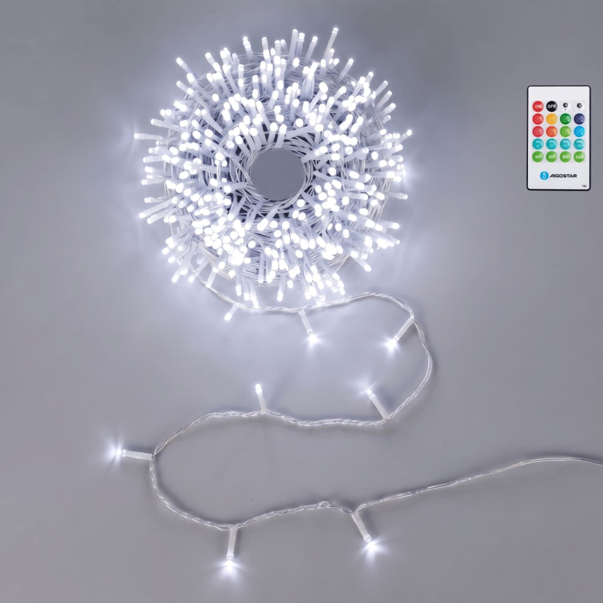Aigostar - LED prigušiva spoljašnji božićni niz sa senzorom pokreta 100xLED/3xAA 12m hladna bela + daljinski upravljač