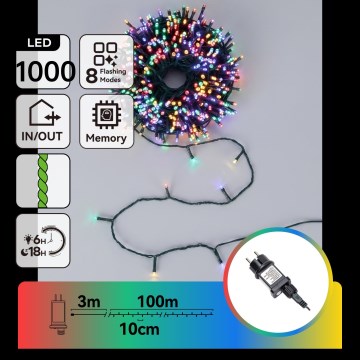 Aigostar - LED spoljni božićni niz 1000xLED/8 funkcija 103m IP44 višebojno
