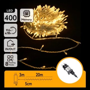 Aigostar - LED spoljni božićni niz 400xLED/8 funkcija 20m IP44 topla bela