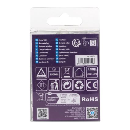 Aigostar -LED spoljni božićni niz 50xLED/8 funkcija 3xAA 5,3m IP44 hladno bela