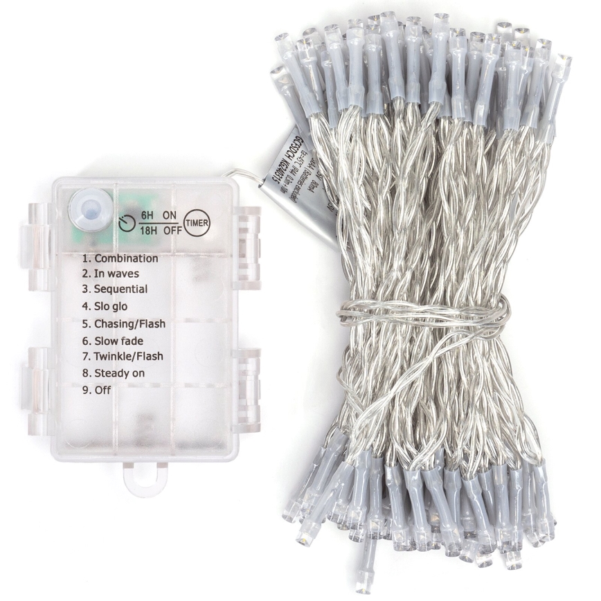 Aigostar - LED Spoljni svetleći lanac 100xLED/8 funkcija/3xAA 10,3m IP44 hladno bela