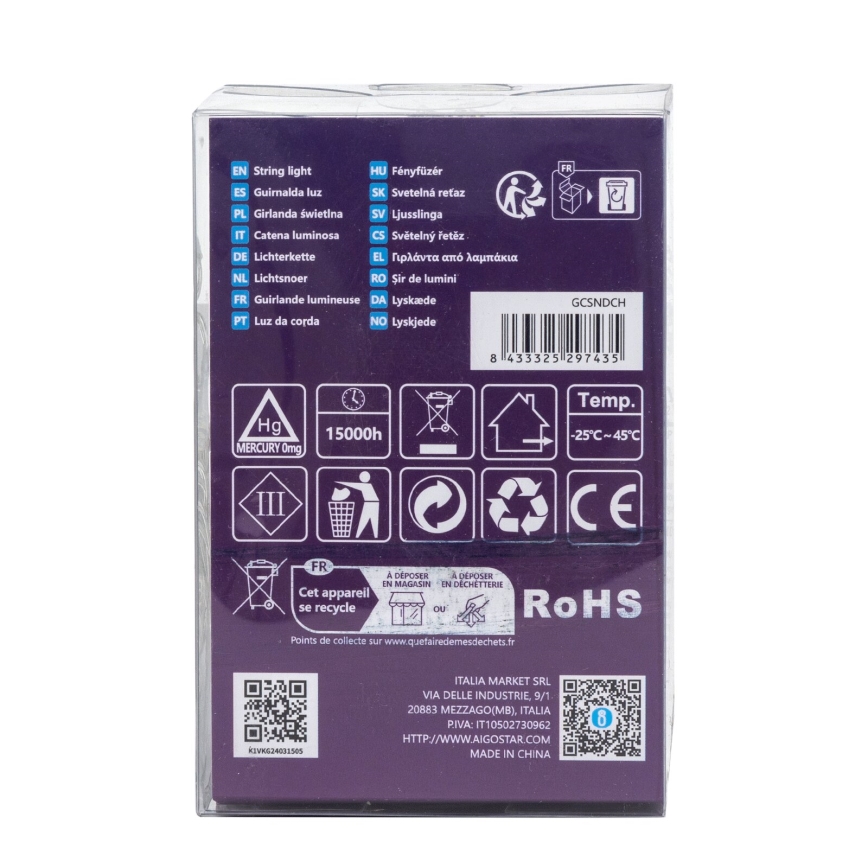 Aigostar - LED Spoljni svetleći lanac 100xLED/8 funkcija/3xAA 10,3m IP44 hladno bela