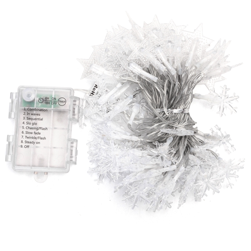 Aigostar - LED spoljni niz 100xLED/8 funkcija 3xAA 10 m IP44 hladno bela