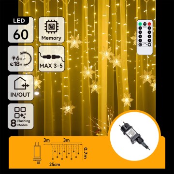 Aigostar - LED spoljni niz 120xLED/8 funkcija 3x0,7m IP44 topla bela + daljinski upravljač