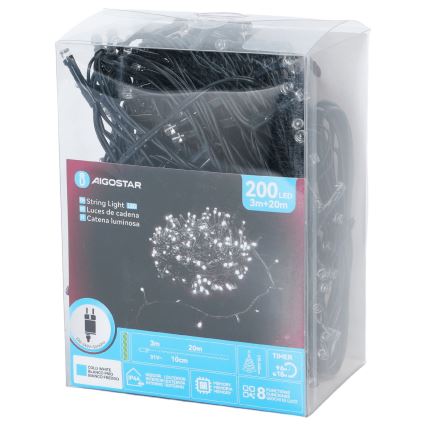 Aigostar - LED spoljni niz 200xLED/8 funkcija 20 m IP44 hladno bela