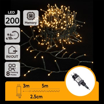 Aigostar - LED spoljni niz 200xLED/8 funkcija 8m IP44 topla bela