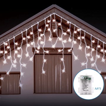 Aigostar - LED spoljni niz 200xLED/8 režima 3xAA 13x0,6m IP44 hladno belo svetlo