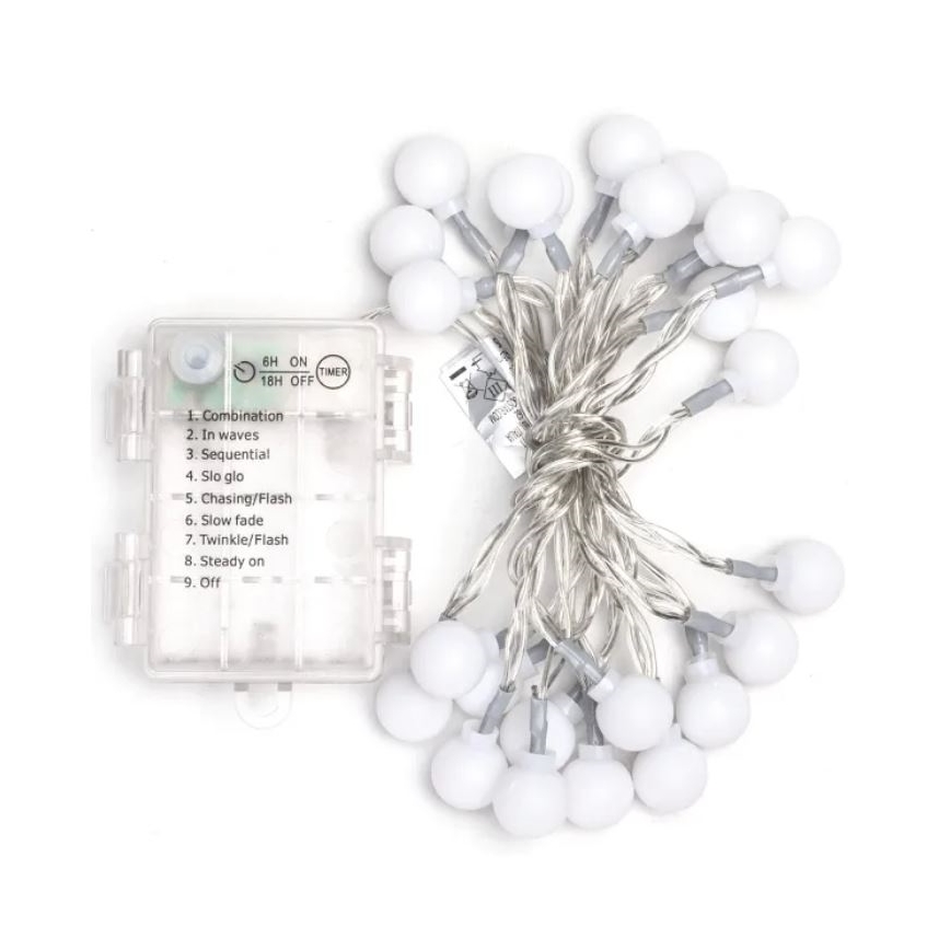 Aigostar - LED spoljni božićni lanac 25xLED/3xAA/8 funkcija 2,8 m IP44 hladna bela