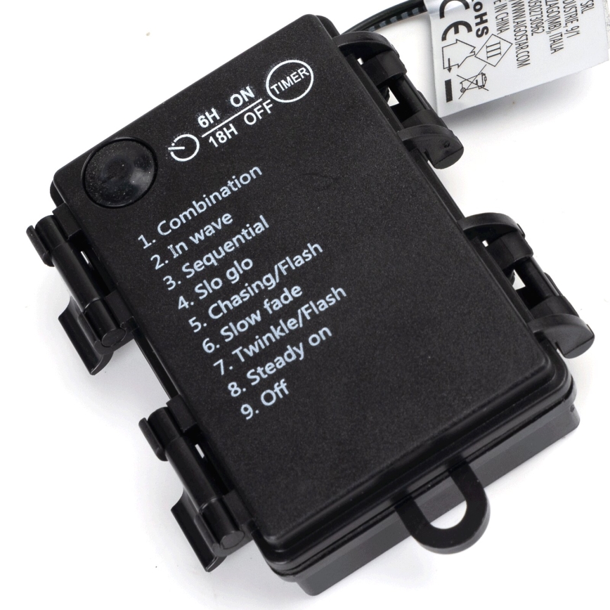 Aigostar - LED spoljni niz 50 x LED / 8 režima, napajanje 3x AA, dužina 5,3 m, IP44, hladno belo svetlo