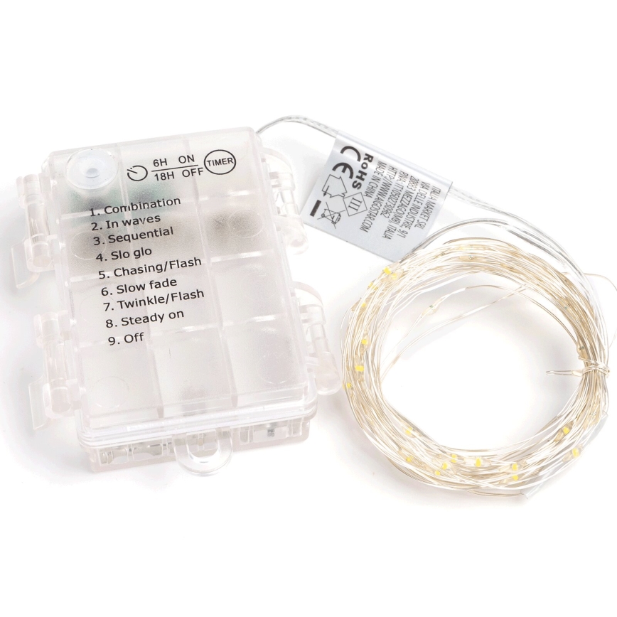 Aigostar - LED spoljni svetleći niz 150xLED/8 funkcija 3xAA 15,3m IP44 topla bela