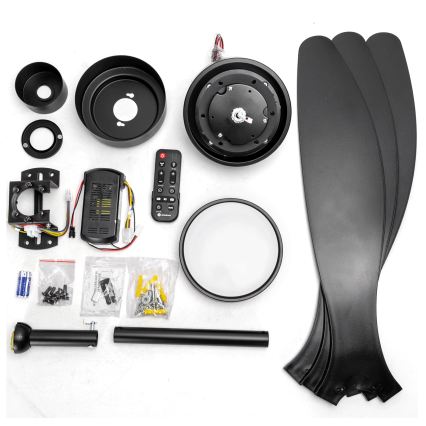 Aigostar - LED prigušiva plafonski ventilator LED/20W/230V 2700-6500K 132cm crna + daljinski upravljač