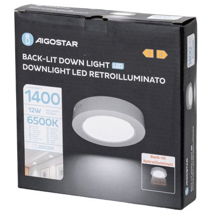Aigostar - LED stropno nadgradno svetlo LED/12W/230V prečnik 17,4 cm 6500K bela