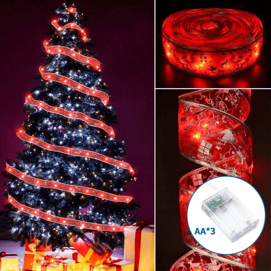 Aigostar - LED lanac 20xLED/3xAA 2 m topla bela, crvena