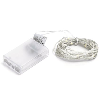 Aigostar - LED svetlosni lanac 50xLED/3xAA 5,3 m hladna bela