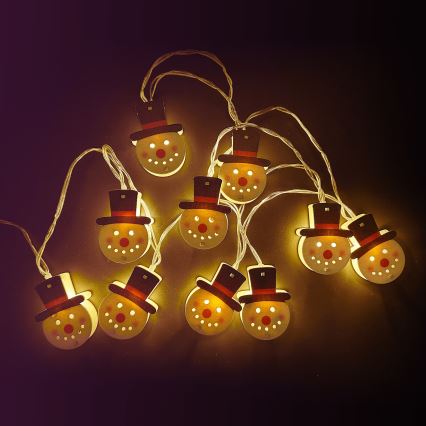 Aigostar - LED svetlosni niz 10xLED/3xAA 1,5 m topla bela Sneško