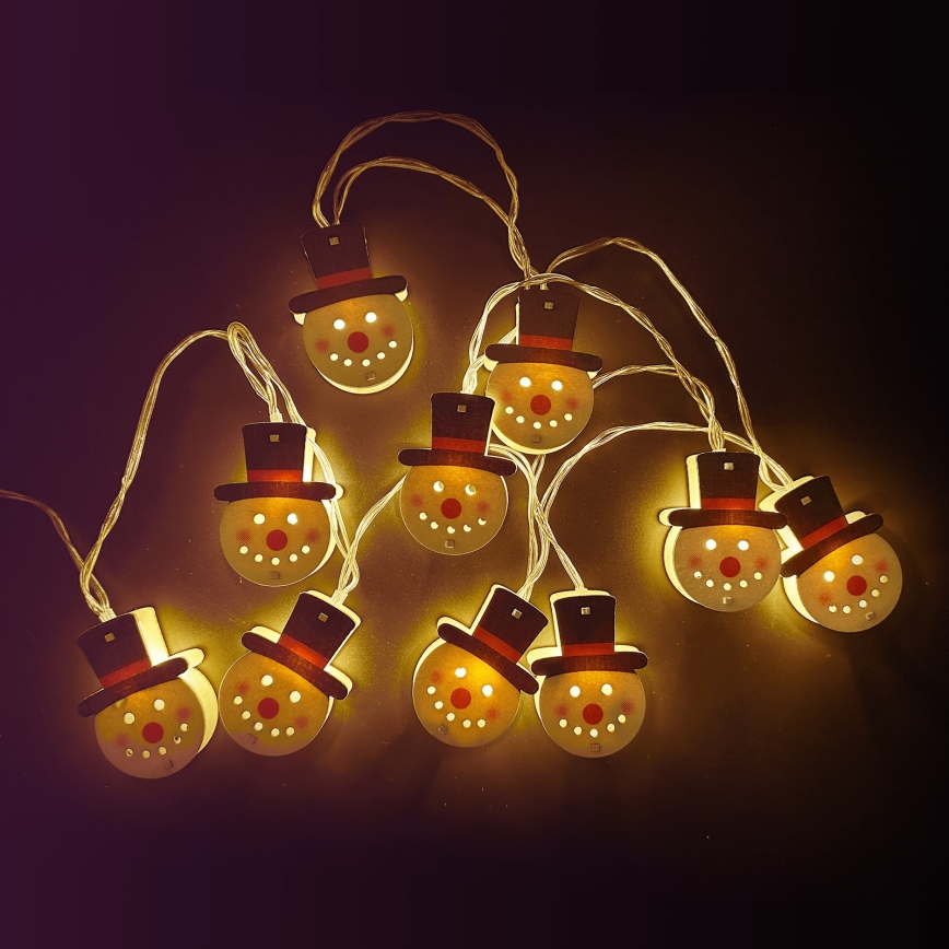 Aigostar - LED svetlosni niz 10xLED/3xAA 1,5 m topla bela Sneško