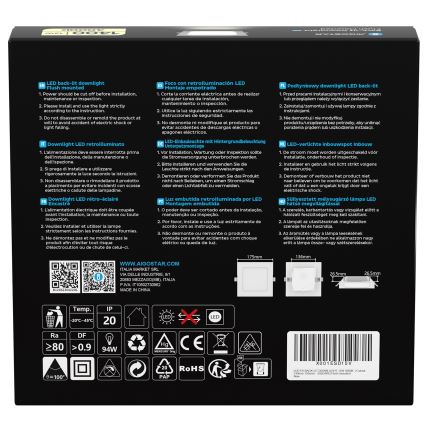 Aigostar - LED ugradna plafonska svetiljka 12W/230V 4000K 17,5x17,5 cm bela