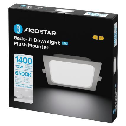 Aigostar - LED ugradna plafonska svetiljka LED/12W/230V 6500K 17,5x17,5 cm bela