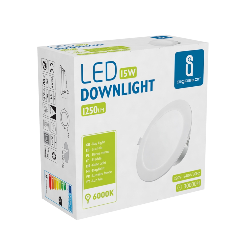 Aigostar - LED kupatilsko ugradno svetlo LED/15W/230V 6000K IP44 pr. 14,5 cm belo