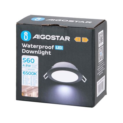 Aigostar - LED ugradna plafonska svetiljka za kupatilo LED/4,8W/230V 6500K crna IP65