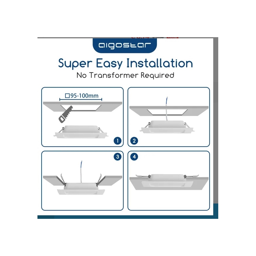 Aigostar - LED ugradno svetlo/6W/230V 3000K 12x12 cm belo