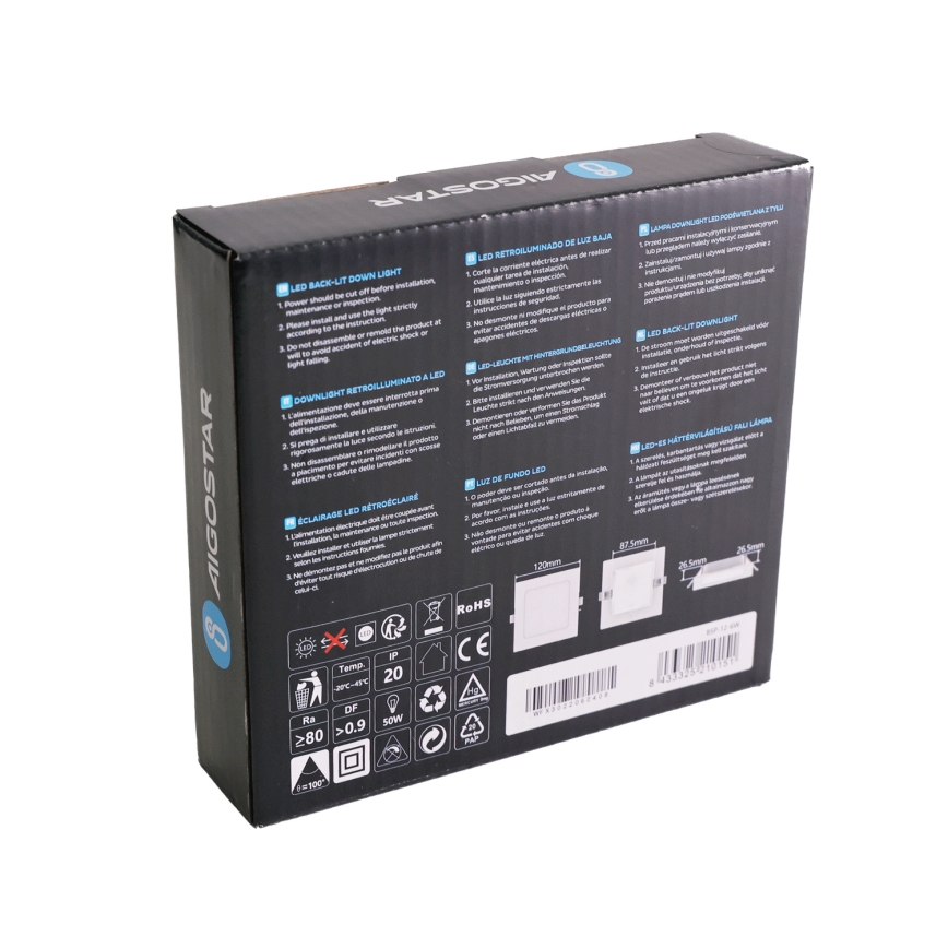 Aigostar - LED ugradno svetlo/6W/230V 3000K 12x12 cm belo