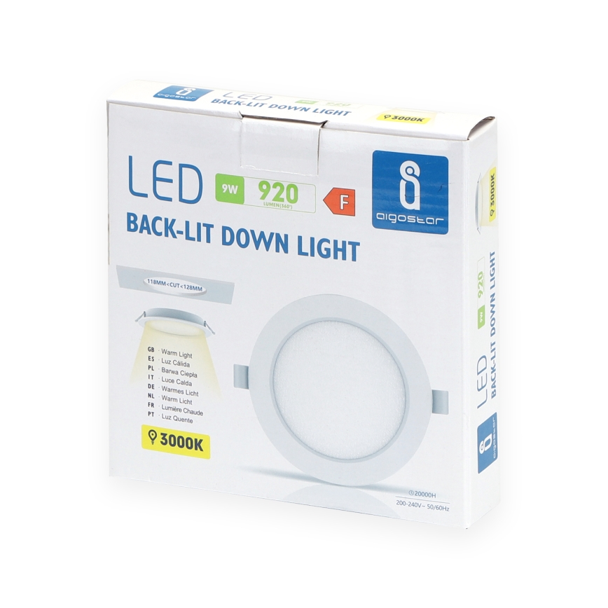 Aigostar - LED ugradno svetlo LED/9W/230V 3000K, prečnik 14,5 cm, belo