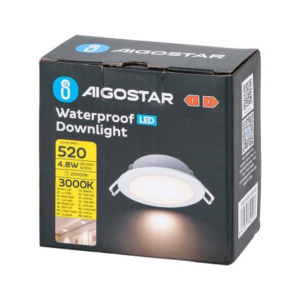 Aigostar - LED ugradno svetlo za kupatilo LED/4,8W/230V 3000K belo IP65