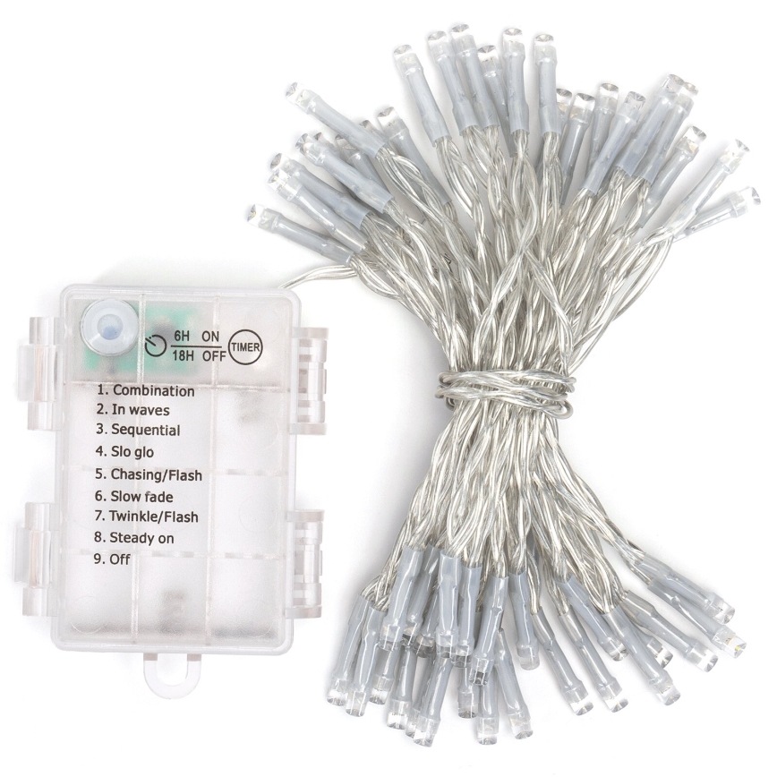 Aigostar - LED vanjski niz 50xLED/8 funkcija 3xAA 5,3m IP44 višebojni