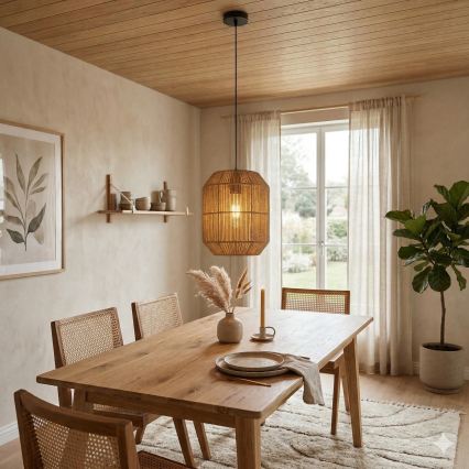 Aigostar - Luster na sajli 1xE27/60W/230V bež