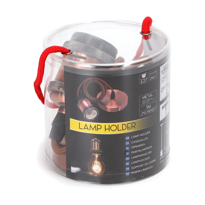 Aigostar - Napajajući kabel 1xE27/60W/230V bakrene boje