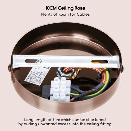 Aigostar - Napajajući kabel 1xE27/60W/230V bakrene boje