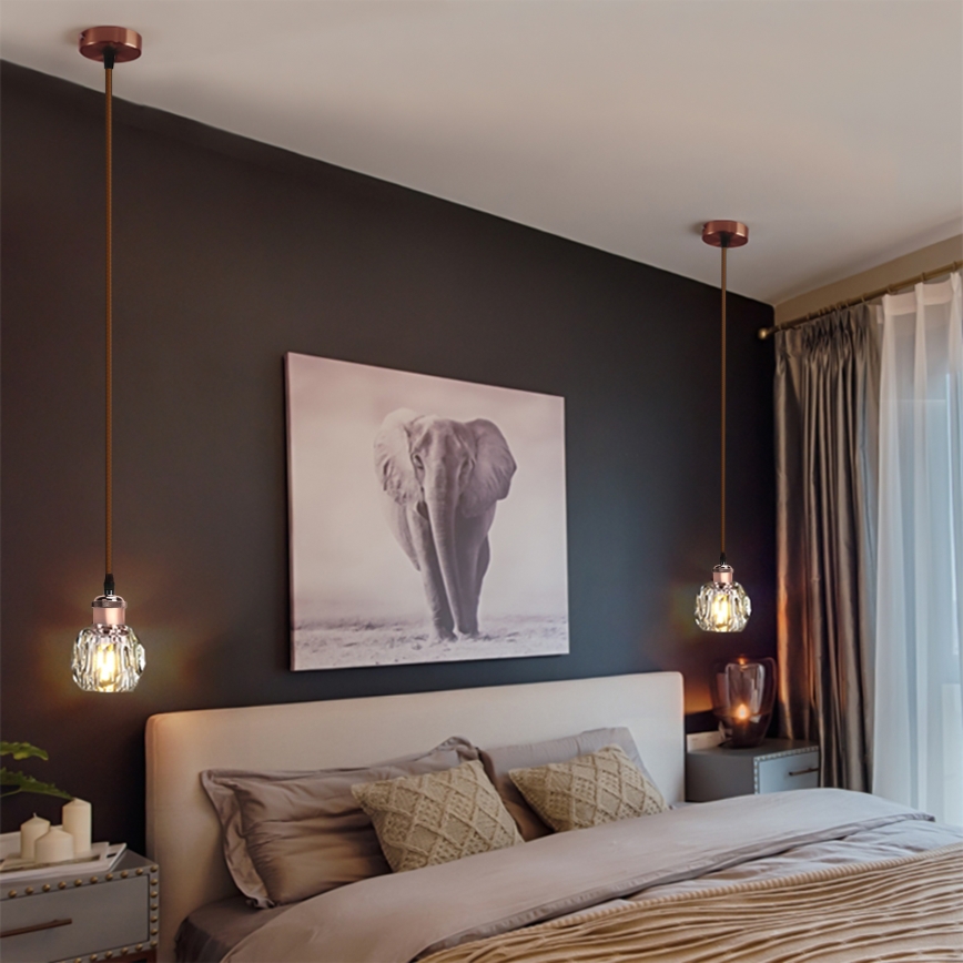 Aigostar - Napajajući kabel 1xE27/60W/230V bakrene boje