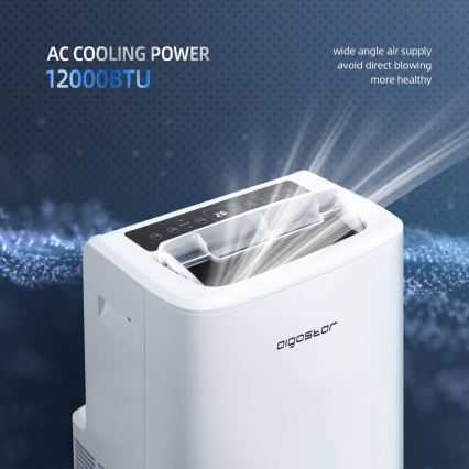 Aigostar - Pametna prenosiva klima 1337W/230V 12000 BTU Wi-Fi bela + daljinski upravljač