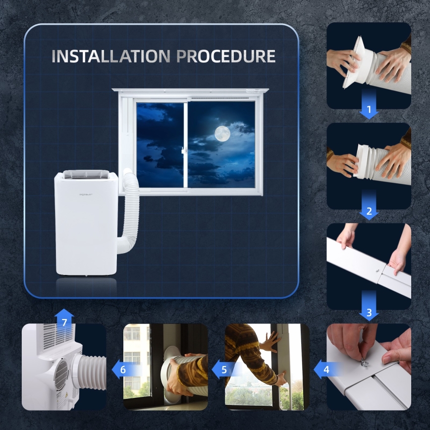 Aigostar - Pametna prenosiva klima 1337W/230V 12000 BTU Wi-Fi bela + daljinski upravljač