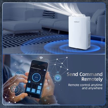 Aigostar - Pametna prenosiva klima 1337W/230V 12000 BTU Wi-Fi bela + daljinski upravljač
