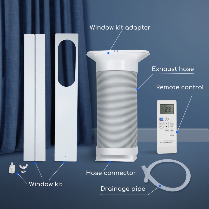 Aigostar - Pametna prenosiva klima 1337W/230V 12000 BTU Wi-Fi bela + daljinski upravljač