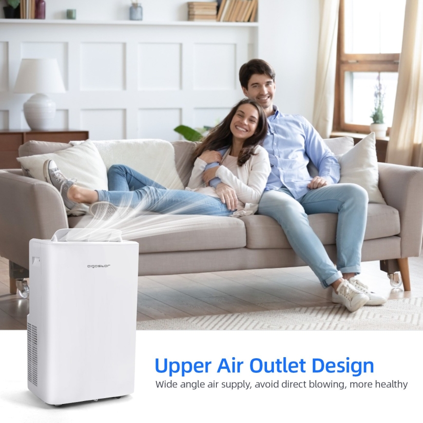 Aigostar - Pametna prenosiva klima 1337W/230V 12000 BTU Wi-Fi bela + daljinski upravljač