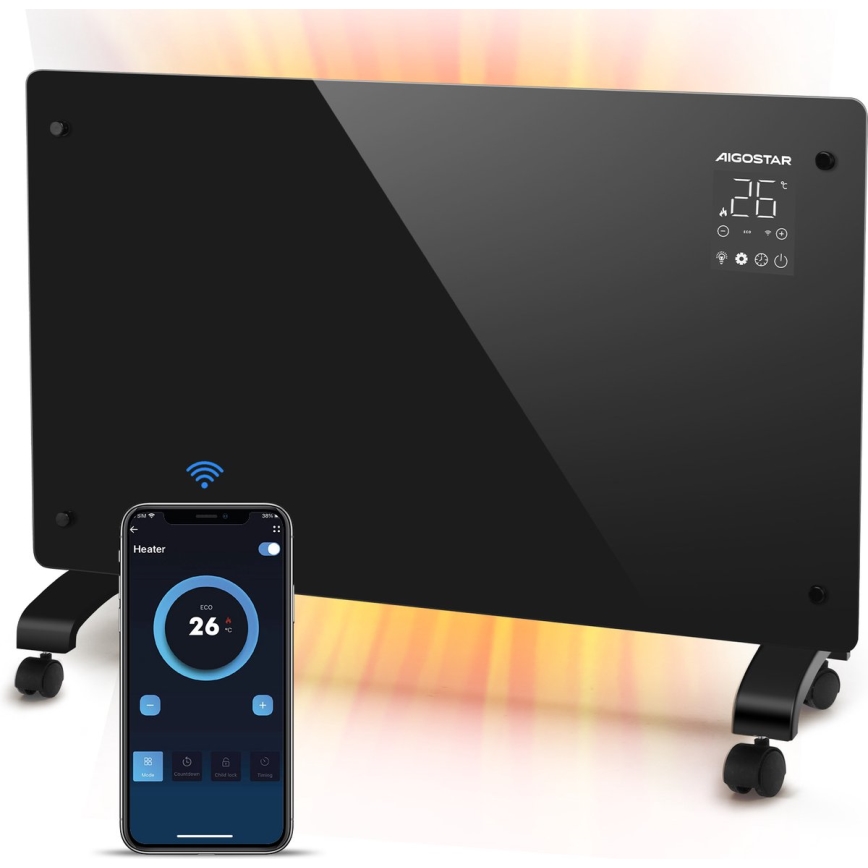 Aigostar - Pametni električni grejač/konvektor sa LCD displejem ECO/1000/2000W Wi-Fi