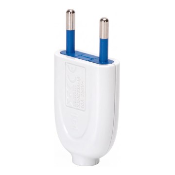 Aigostar - Plastični utikač 2P 10A/250V beo