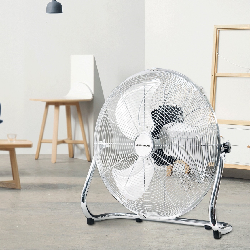 Aigostar - Podni ventilator 100W/230V prečnik 54 cm, sjajni hrom