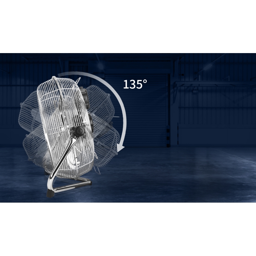 Aigostar - Podni ventilator 100W/230V prečnik 54 cm, sjajni hrom
